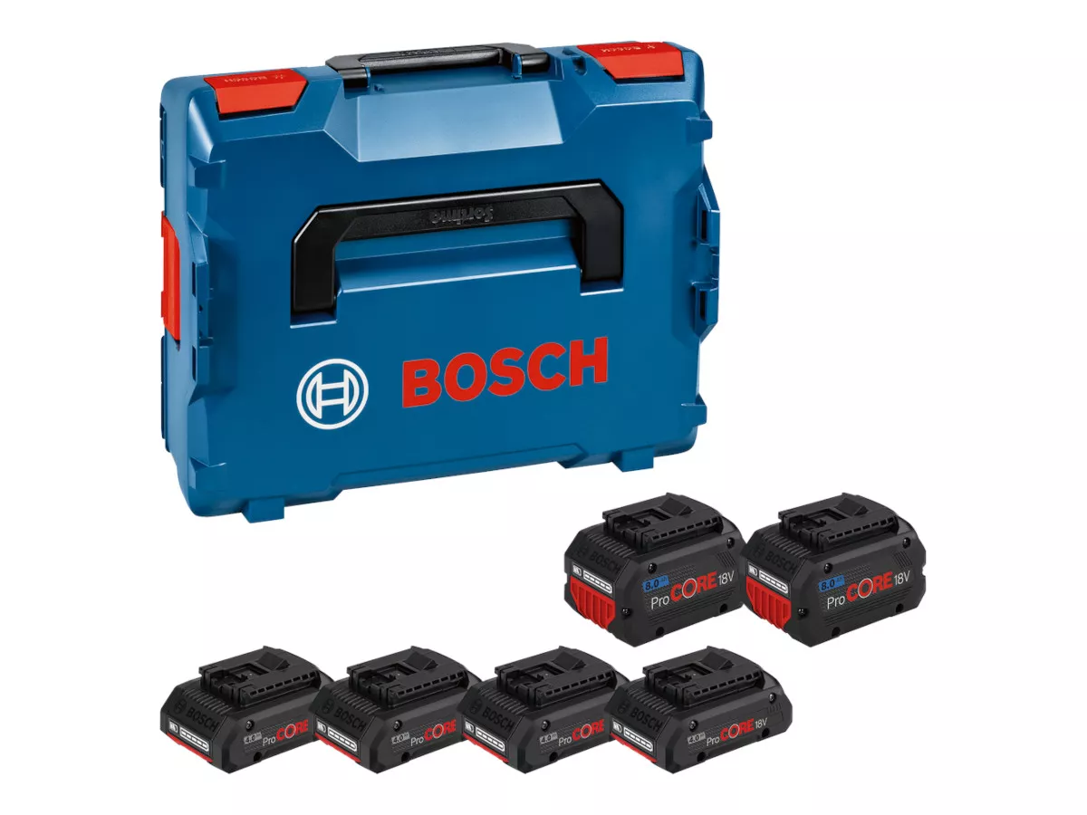 4x ProCore 18V/4Ah + 2x ProCore 18V/8Ah dans L-Boxx Bosch